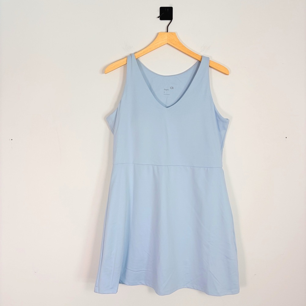 Gap GapFit Women's Light Blue V-Neck Dress‎ with Built-In Shorts Large